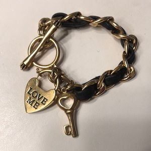 Gold chain link charm  bracelet